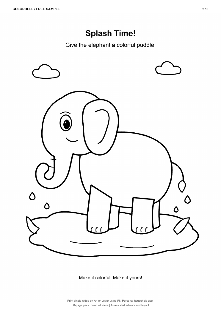 Free elephant coloring page